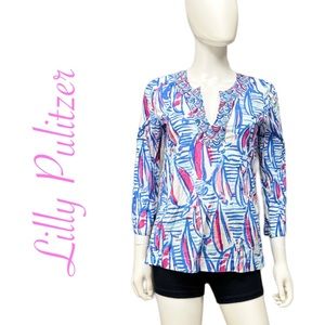 Lilly Pulitzer Amelia Island Tunic in Red Right Return [T52]